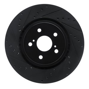 Toyota Sienna Brake Rotor (1) - Front Left - R1 Concepts - Drilled & Slotted - Black - `21-`25